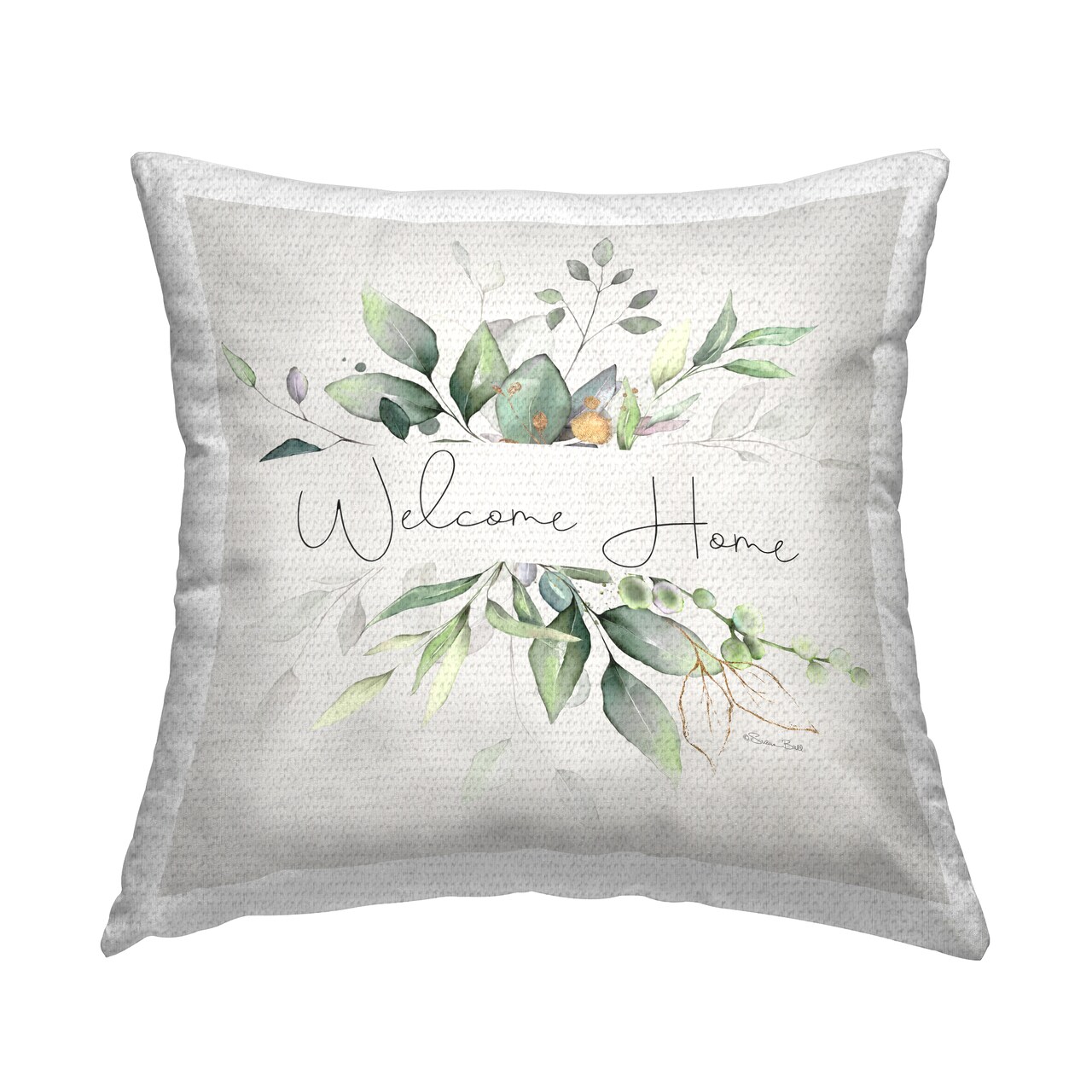 Stupell Industries Welcome Phrase Botanical Sprigs Outdoor Printed Pillow